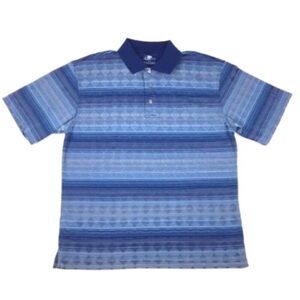 PGA TOUR Golf Polo Shirt Short Sleeve Argyle Diamond Retro Lightweight Large
